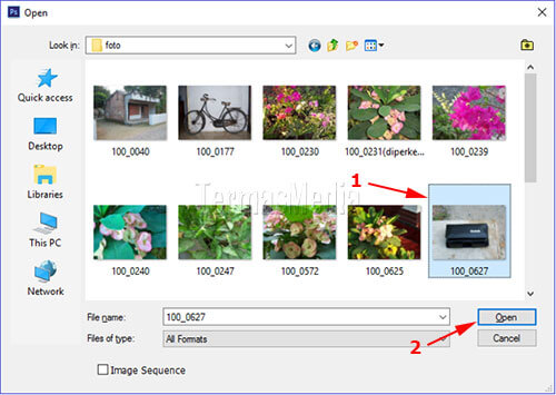 Memotong gambar menggunakan tool Crop di Photoshop
