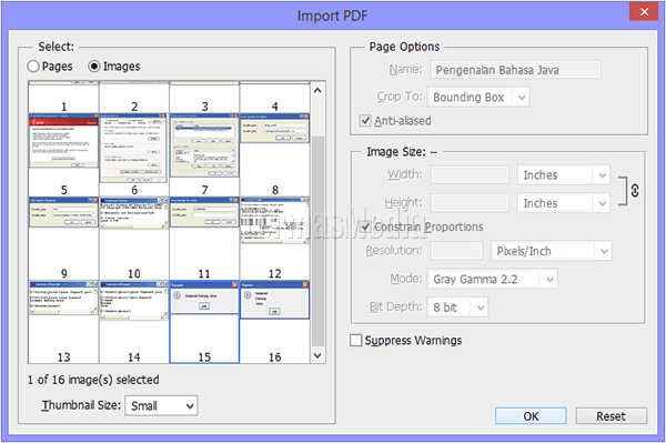 Mengekstrak gambar dari file PDF menggunakan Adobe Photoshop