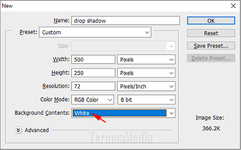 Cara memberi atau menggunakan efek Drop Shadow di Photoshop