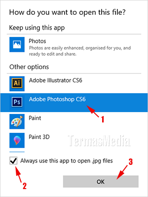 Menjadikan Adobe Photoshop editor default untuk file gambar (JPG, PNG, GIF, TIFF, PSD)