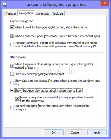 Menampilkan langsung daftar aplikasi melalui tombol Start Menu