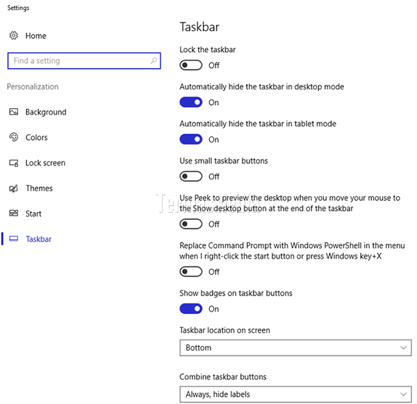 Menyembunyikan taskbar secara otomatis di Microsoft Windows