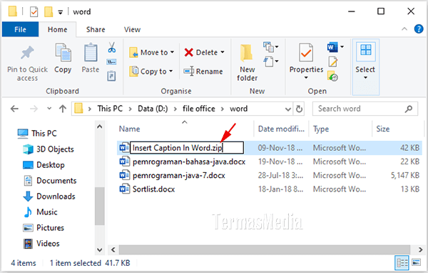 Mengubah ekstensi file extension di Windows