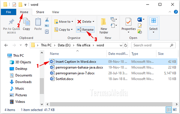 Mengubah ekstensi file extension di Windows