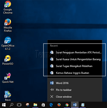Menghapus daftar file dan folder (recent items list) di Windows 10