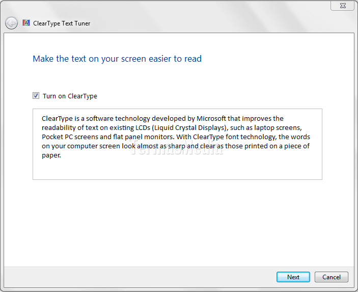 Membuat teks mudah dibaca dengan fitur ClearType