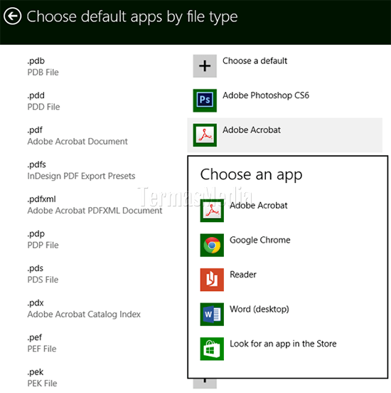 Mengganti aplikasi default untuk tipe file tertentu di Windows