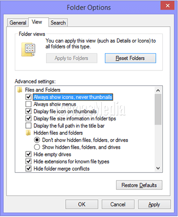 Menghapus atau menonaktifkan thumbnail cache di Windows