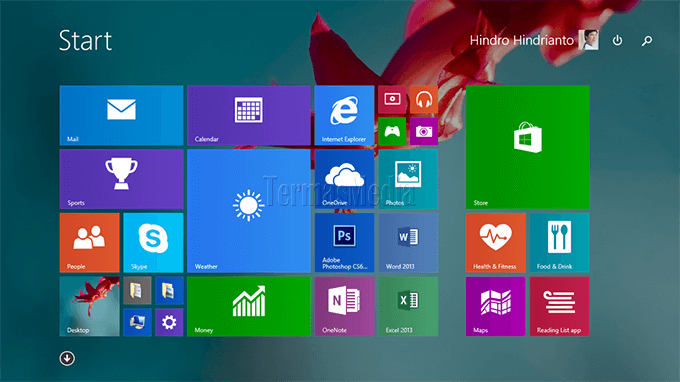 Tampilan latar desktop sebagai tampilan latar start screen