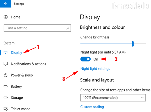 Menggunakan fitur night ligh di windows 10