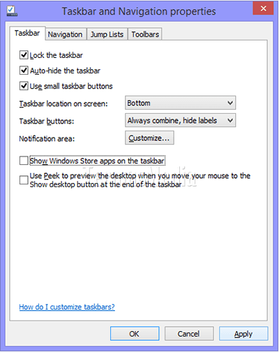 Menghilangkan atau menyembunyikan ikon Windows Store App dari taskbar