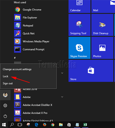 Mengunci layar komputer di Microsoft Windows 10