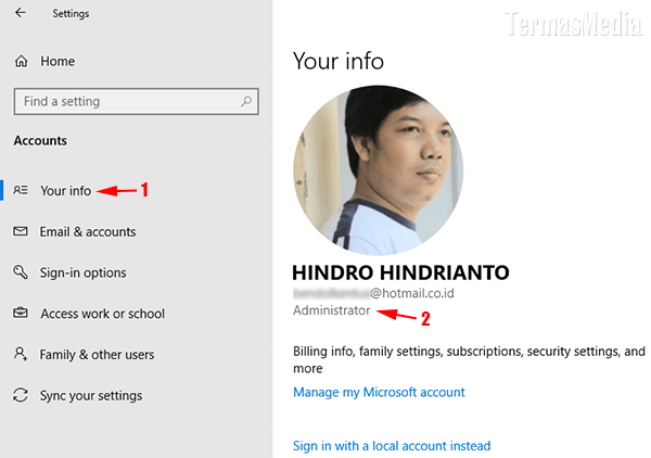 Mengetahui memeriksa melihat jika akun pengguna adalah Administrator di Windows 10