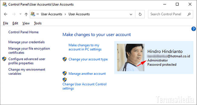 Mengetahui memeriksa melihat jika akun pengguna adalah Administrator di Windows 10