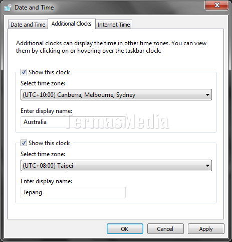 Menampilkan beberapa zona waktu berbeda di system tray Windows