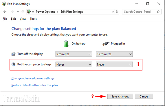 Cara menonaktifkan mode sleep di Windows
