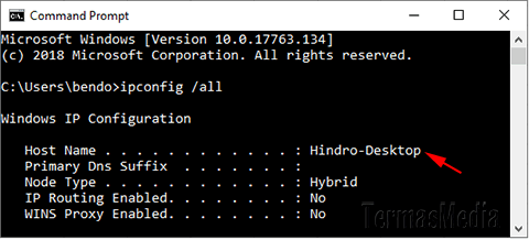 Cara menemukan atau mengetahui nama komputer windows melalui command line