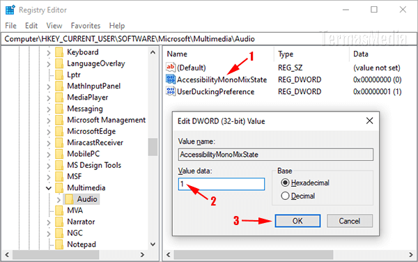 Mengaktifkan menonaktifkan fitur Mono Audio di Windows 10