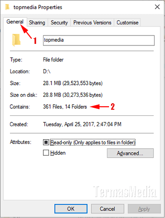 Mengetahui jumlah file dan folder di folder penyimpanan di Windows