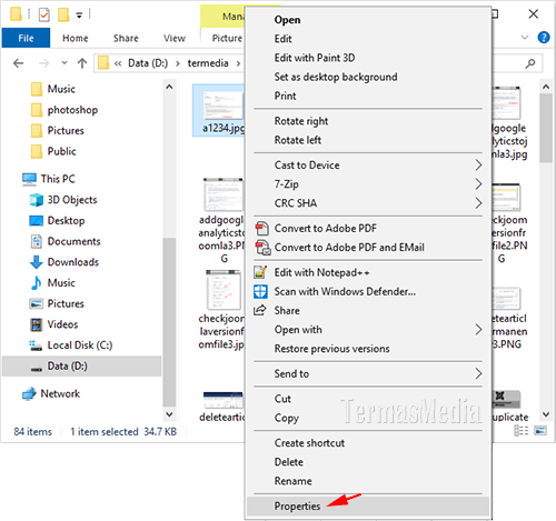 Menghapus metadata sebuah file di Microsoft Windows