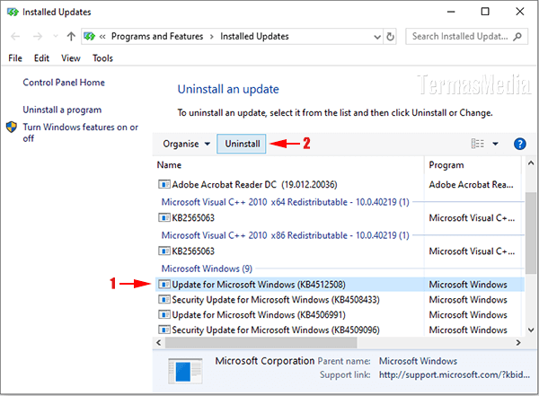 Cara menghapus (uninstall) update di Windows 10