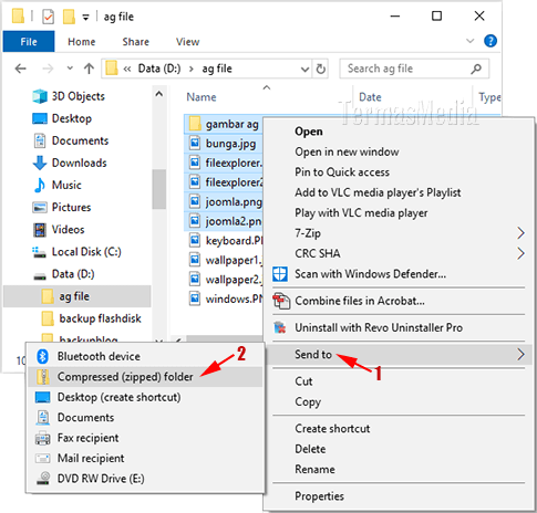 Cara mengkompres (zip) file dan folder di Microsoft Windows