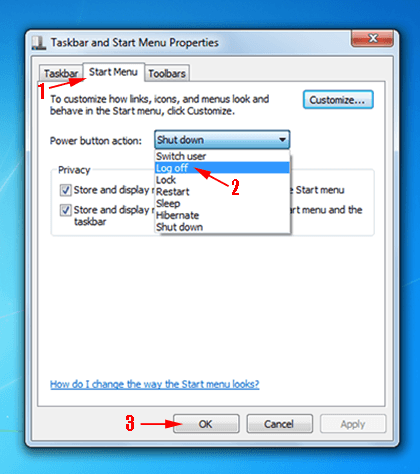 Mengubah aksi default tombol power Microsoft Windows 7