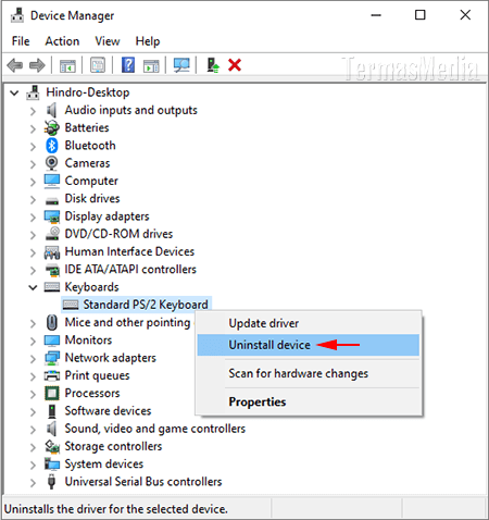 Menonaktifkan keyboard laptop Windows 10