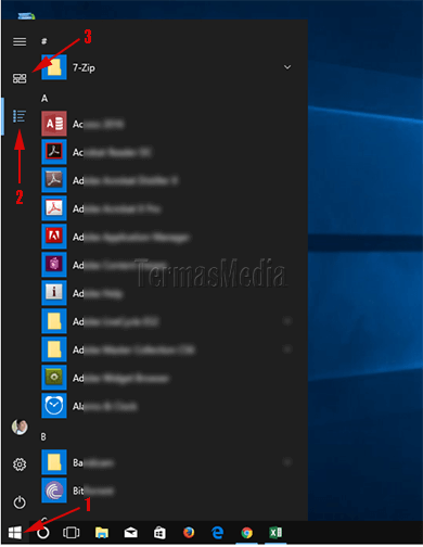 Menyembunyikan daftar aplikasi (app List) di Start Menu Windows