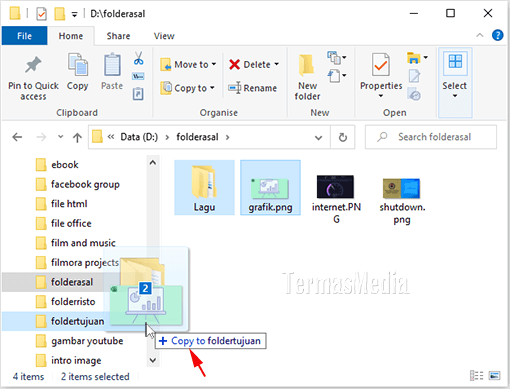 Mengubah aksi default drag-and-drop file atau folder di File Explorer Windows