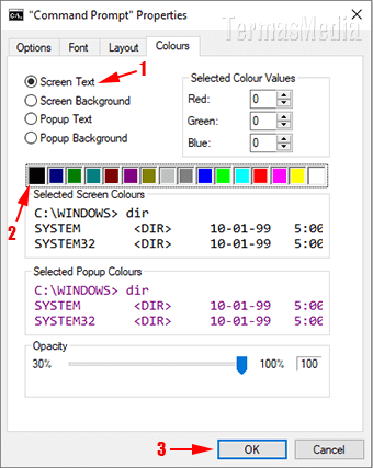 Mengubah warna background (latar) dan teks Command Prompt