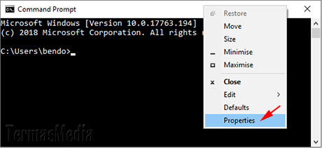 Mengubah warna background (latar) dan teks Command Prompt