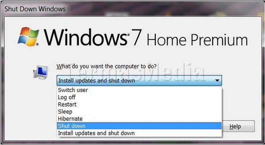 Mematikan Windows tanpa menginstal update