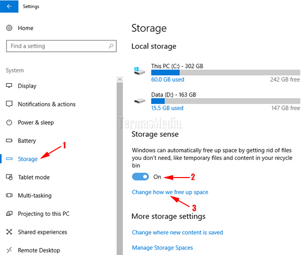 Storage sense, fitur windows untuk menghapus file tidak terpakai secara otomatis