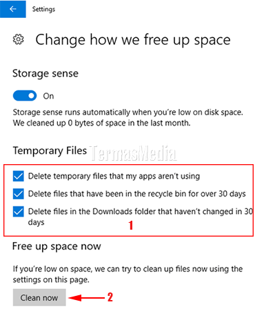 Storage sense, fitur windows untuk menghapus file tidak terpakai secara otomatis