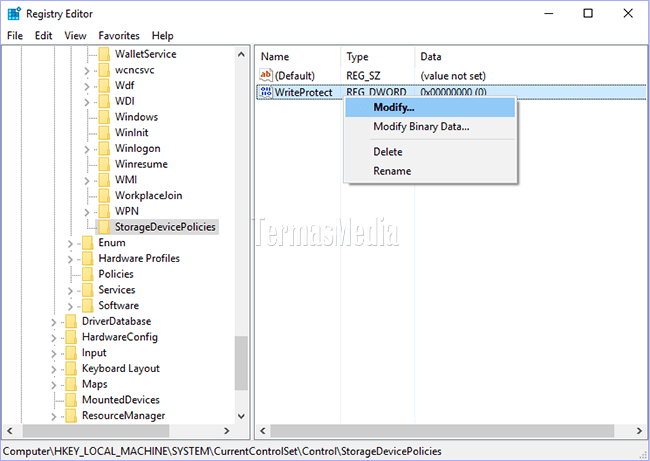 Mengaktifkan proteksi menyalin atau menulis ke USB flash drive
