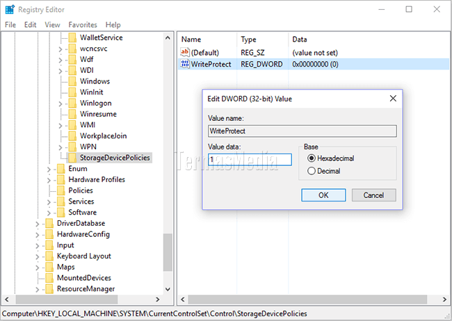 Mengaktifkan proteksi menyalin atau menulis ke USB flash drive