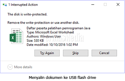 Mengaktifkan proteksi menyalin atau menulis ke USB flash drive