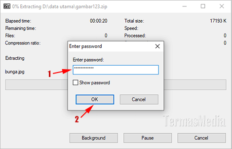 Menggunakan 7-Zip untuk membuat file zip dengan password