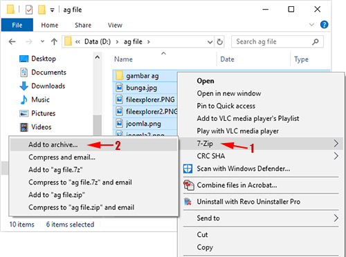 Menggunakan 7-Zip untuk membuat file zip dengan password